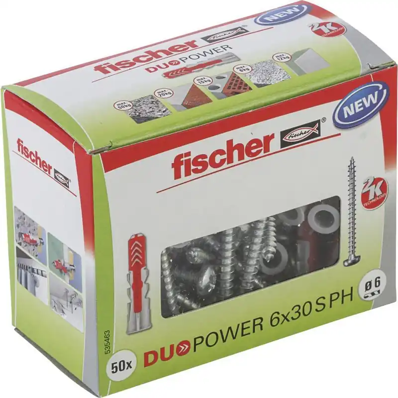 Fischer DUOPOWER 6x30 met bolkopschroef (50 stuks)
