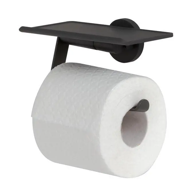 Tiger toiletrolhouder met planchet Noon zwart