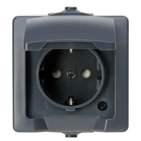 Nautic wandcontactdoos IP44 1V RA antraciet
