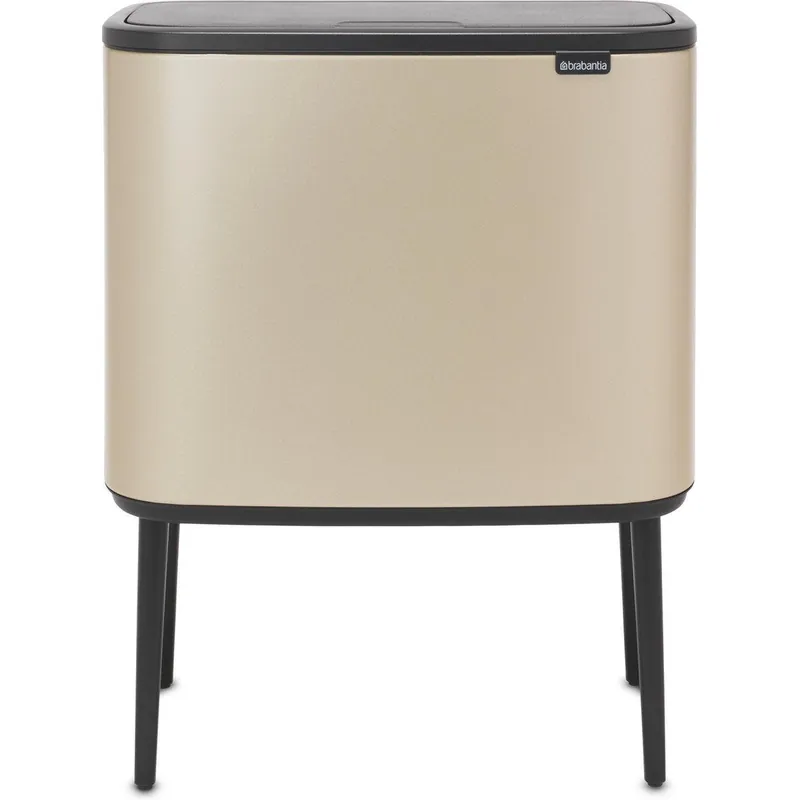 Brabantia Bo Touch Bin afvalemmer 11 + 23 liter met 2 kunststof binnenemmers metalic gold