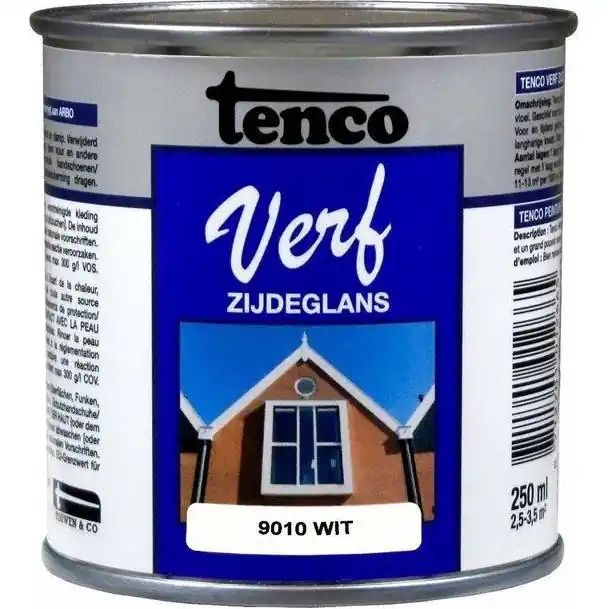 Tenco Verf zijdeglans 9010 wit 250 ml.