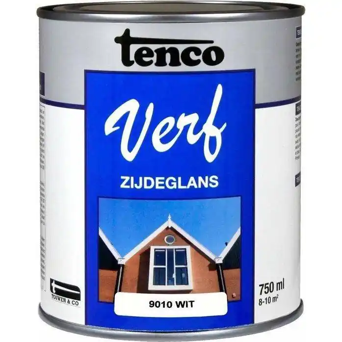 Tenco Verf zijdeglans 9010 wit 750 ml.