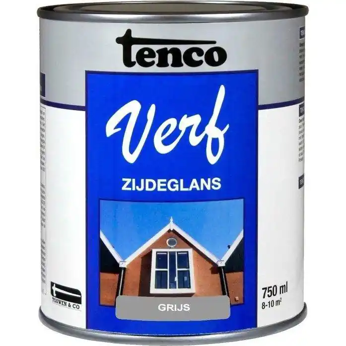 Tenco Verf zijdeglans grijs 750 ml.