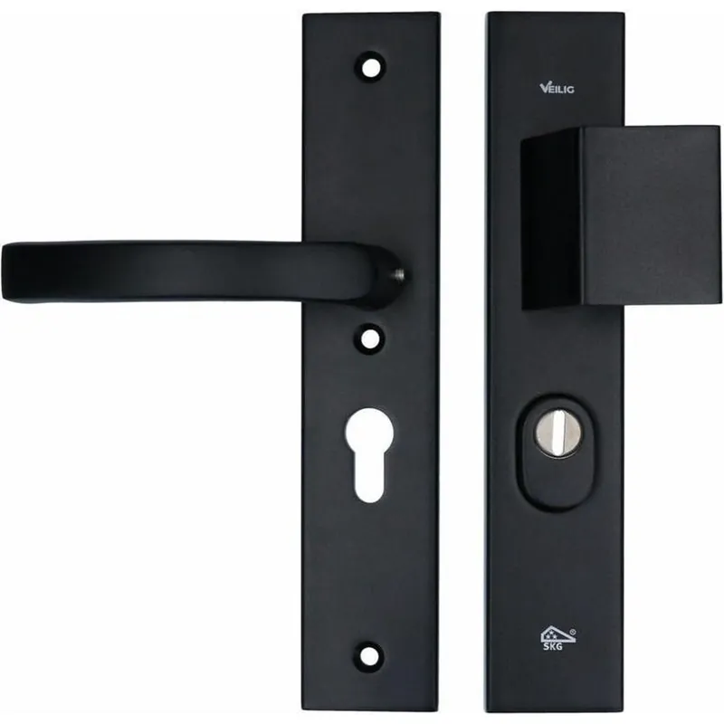 VEILIG veiligheidsbeslag SKG***, rechthoekig wisselgarnituur, schildmaat 50x260x16/9, PC55 kerntrek, zwart, draairichting 1,2,3,4, deurdikte 36 - 40mm