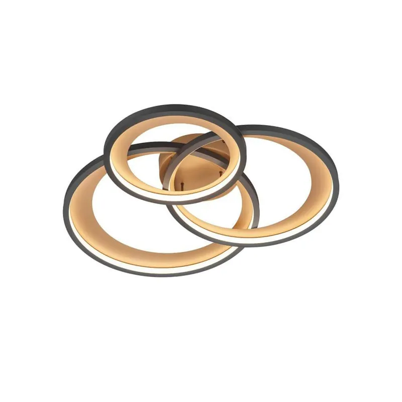 Trio plafonniere Granada 3-rings mat zwart