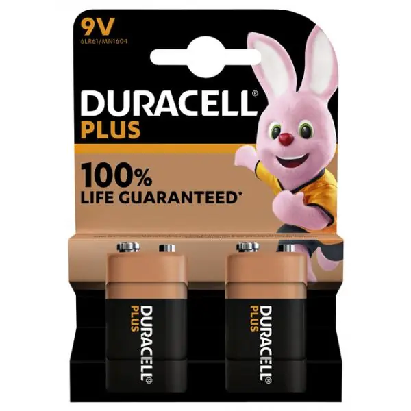 Duracell Plus Alkaline 100% 9V (2 stuks) 6LR61