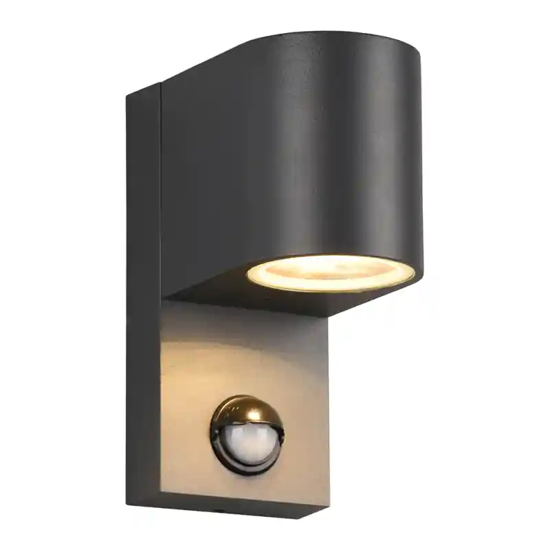 Trio wandlamp Roya GU10 rond antraciet met sensor