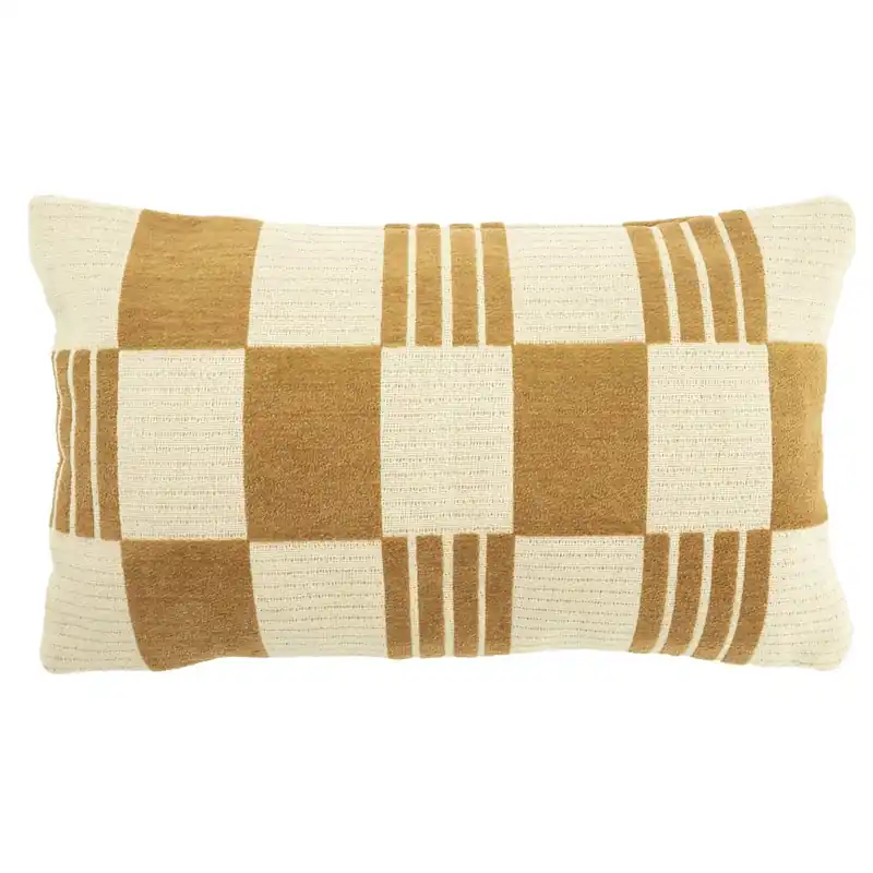 By-Boo sierkussen Twist mosterdgeel 55×35 cm