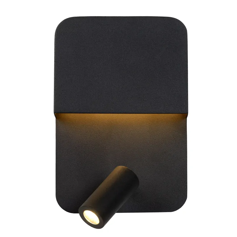 Lucide Boxer wandlamp LED 3000K met USB oplaadpunt zwart