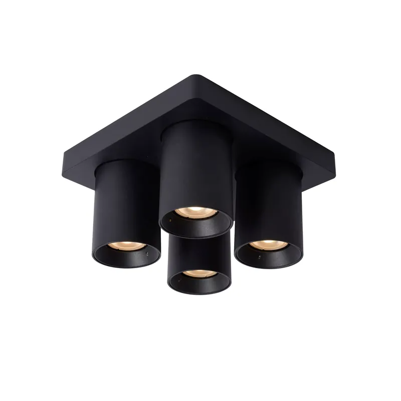 Lucide plafondspot Nigel LED Dim to warm 4xGU10 zwart