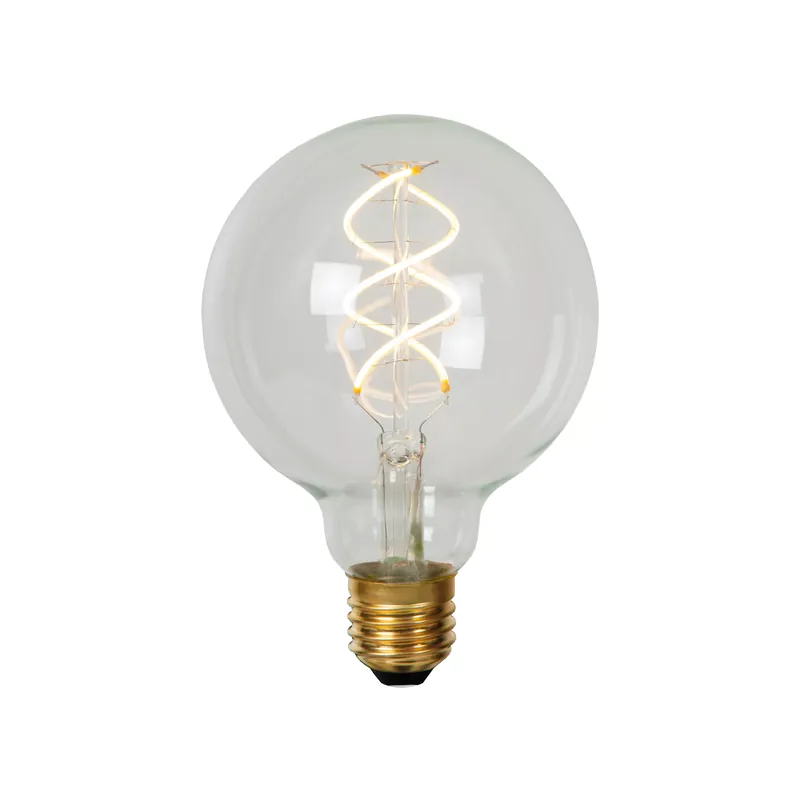 Lucide LED filament lamp Ø9,5cm E27 4,9W transparant dimbaar