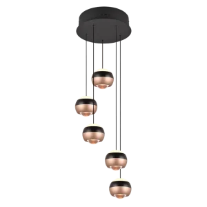 Trio Select hanglamp Orbit 5-lichts metaal mat zwart rond