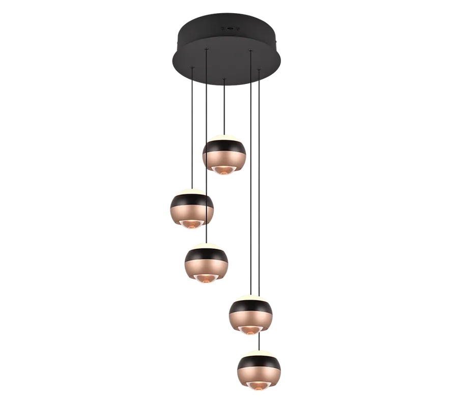Trio Select hanglamp Orbit 5-lichts metaal mat zwart rond