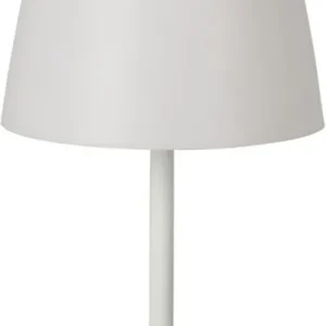 H&S Collection tafellamp Touch Ø13x30cm wit LED oplaadbaar