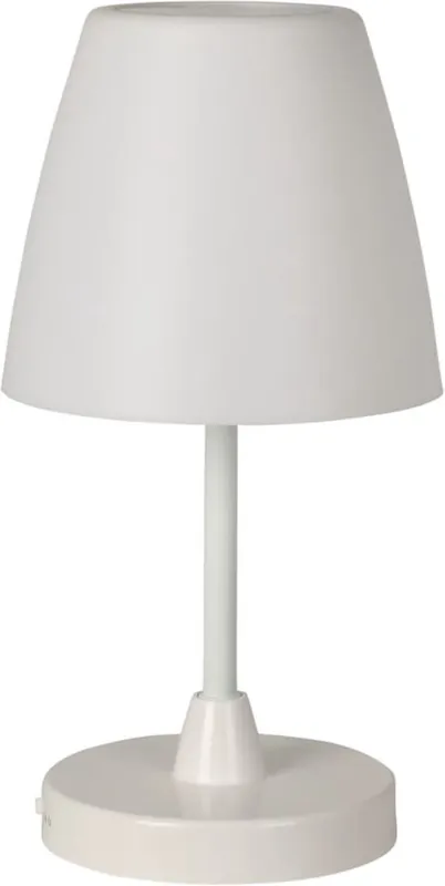 H&S Collection tafellamp Touch Ø13x30cm wit LED oplaadbaar