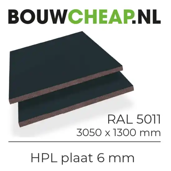 HPL Plaat Exterieur - Staalblauw RAL 5011 - 6mm - 1300 x 3050mm