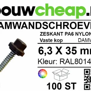 Damwandschroef 6.3x35mm RAL8014