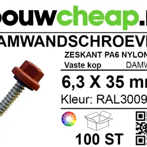 Damwandschroef 6.3x35mm RAL3009