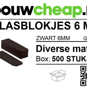Glasblokjes 6mm zwart (500 st.)