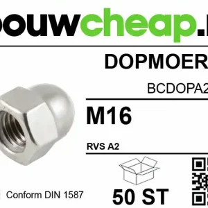 Dopmoeren RVS M16 DIN 1587 (100 ST.)