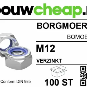 Borgmoeren verzinkt M12 DIN 985 (100 ST.)