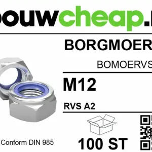 Borgmoeren RVS M12 DIN 985 (100 ST.)