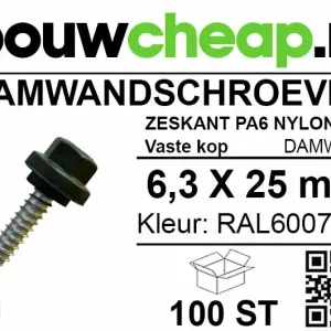 Damwandschroef 6.3x25mm RAL6007