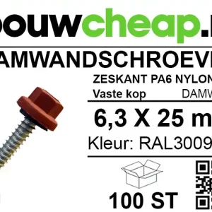Damwandschroef 6.3x25mm RAL3009