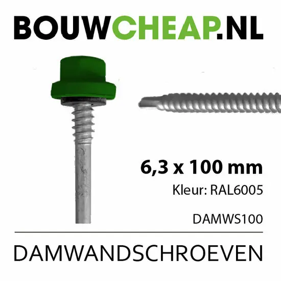 Damwandschroef 6.3x100mm RAL6005