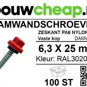 Damwandschroef 6.3x25mm RAL3020
