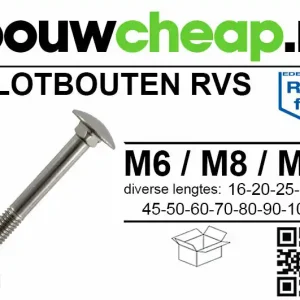 Slotbout RVS DIN 603 M 6x 60mm ( 50 st )