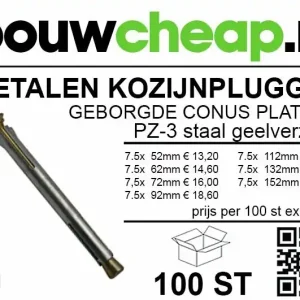 Metalen kozijnpluggen Ø 10 x 132mm