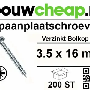 Spaanplaatschroeven Bolkop 3.5x16mm 200st