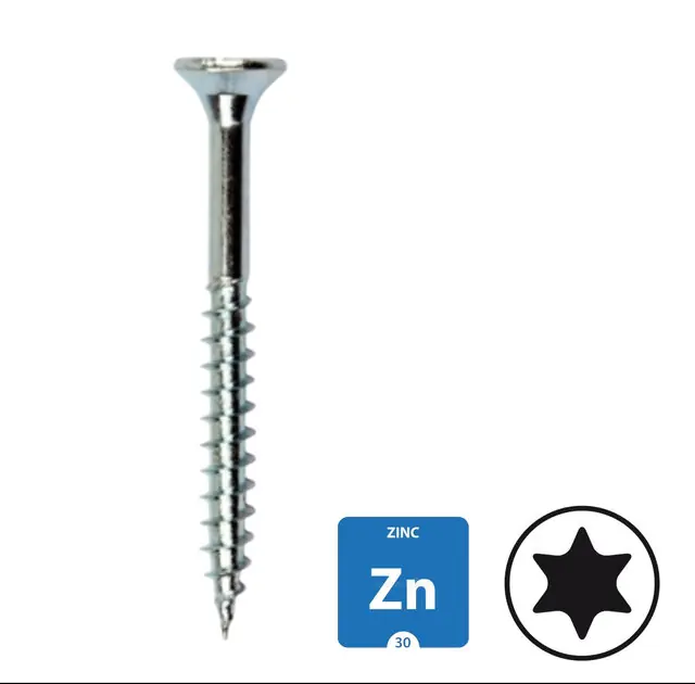 Spaanplaatschroeven - verzinkt - 6,0x120mm - Torx 30 - deeldraad - 100 stuks