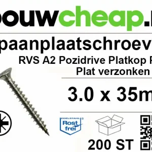 Spaanplaatschroeven RVS PZ 3.0x35mm PVK 200st