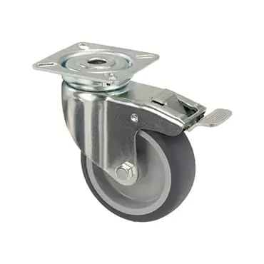 Rubberband zwenkwiel plaat met TS 75mm