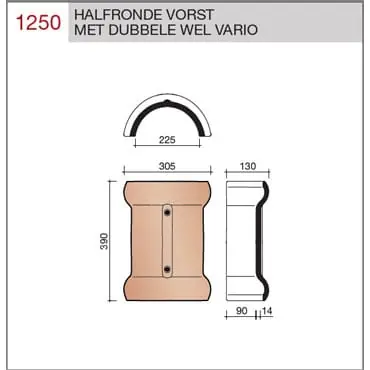 KoramicKoramic vorst vario halfrond dubbele wel