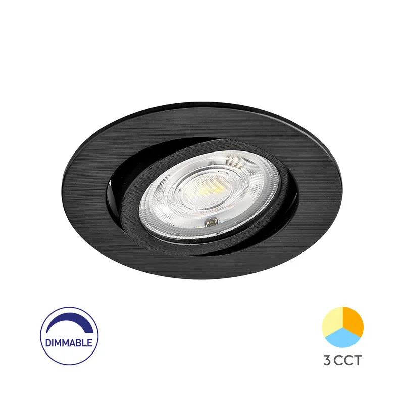 Braytron SPOTLED 7W Rond Zwart 3CCT Dimbaar LED Spotlight