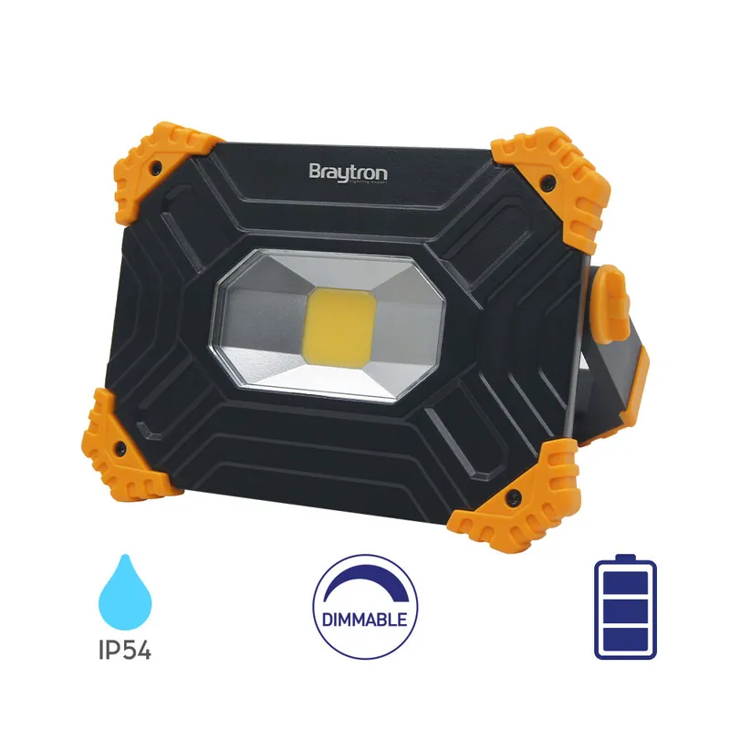 Braytron 20W Batterij Work Light Bouwlamp Zwart IP54 USB 6500K