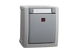 Viko Schakelaar + Rood controlelamp + Eti. Pacific Grijs Opbouw SWD 90591022