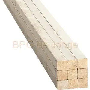 Vuren ribben 44x44 mm. 510 cm.FSC Mix 70%