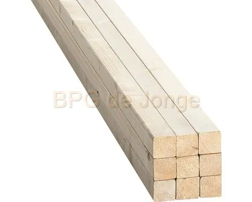 Vuren ribben 44x44 mm. 510 cm.FSC Mix 70%