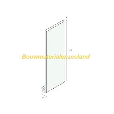 Paneel afgerond 175x25x9mm verkeerswit 600 cm. lang