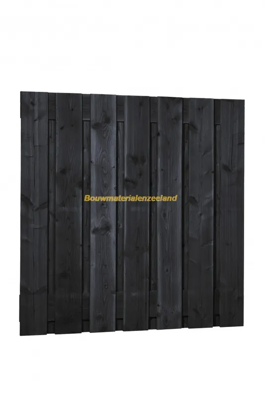 Douglas fijnbez tuinscherm 180x180cm 19mm 15 planks, zwart gedompeld.