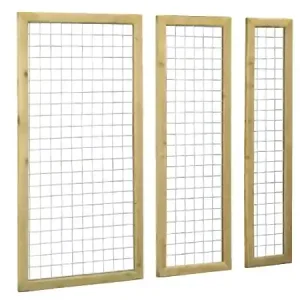 Woodvision Betonijzertrellis met maas 7,5x7,5 cm, in grenen raamwerk 4,4x6,8 cm, 60x180 cm
