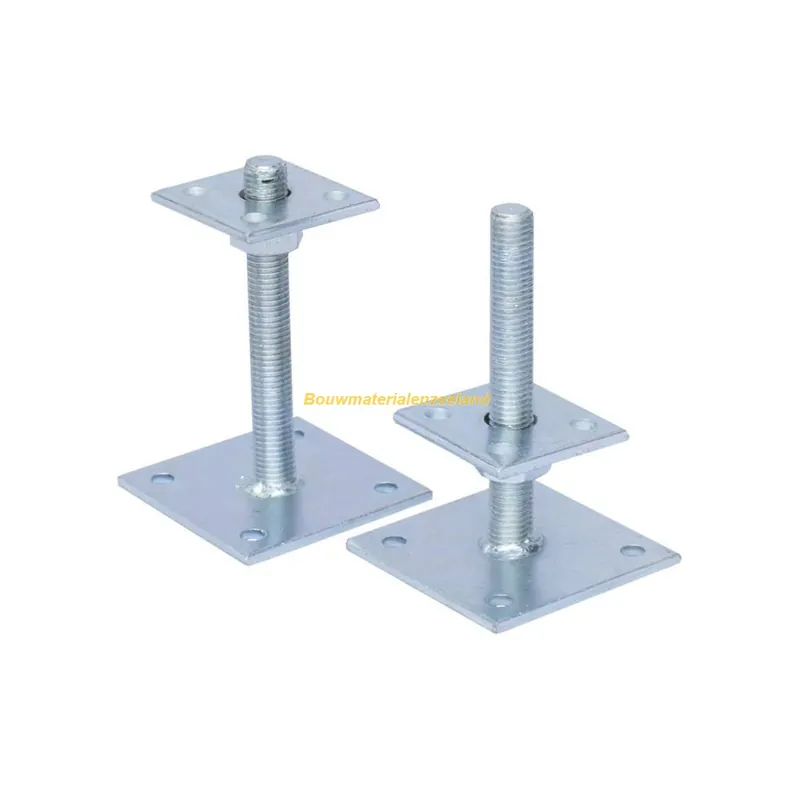 Plaatanker in hoogte verstelbaar, bovenplaat 70x70x6 mm, grondplaat 100x100x6, totale hoogte 160 mm, verzinkt