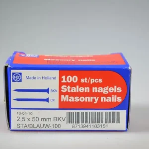 HJZ nagel (blauw) 2.5x50 bolle verz. kop ds 100 st