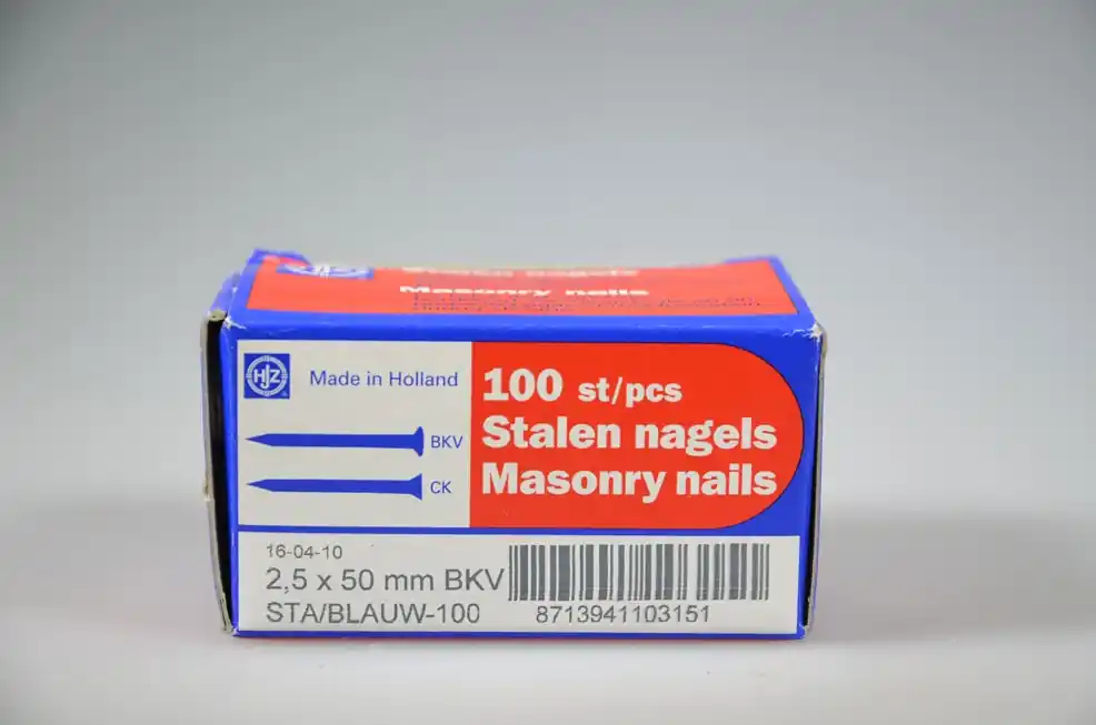 HJZ nagel (blauw) 2.5x50 bolle verz. kop ds 100 st