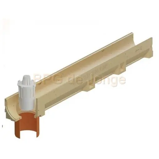 ACO Euroline goot, L=1000mm, zonder rooster, met uitloop