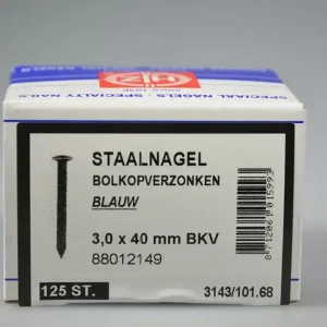 HJZ-profi nagel (blauw) 3.0x40 bolle verz. kop ds 125 st
